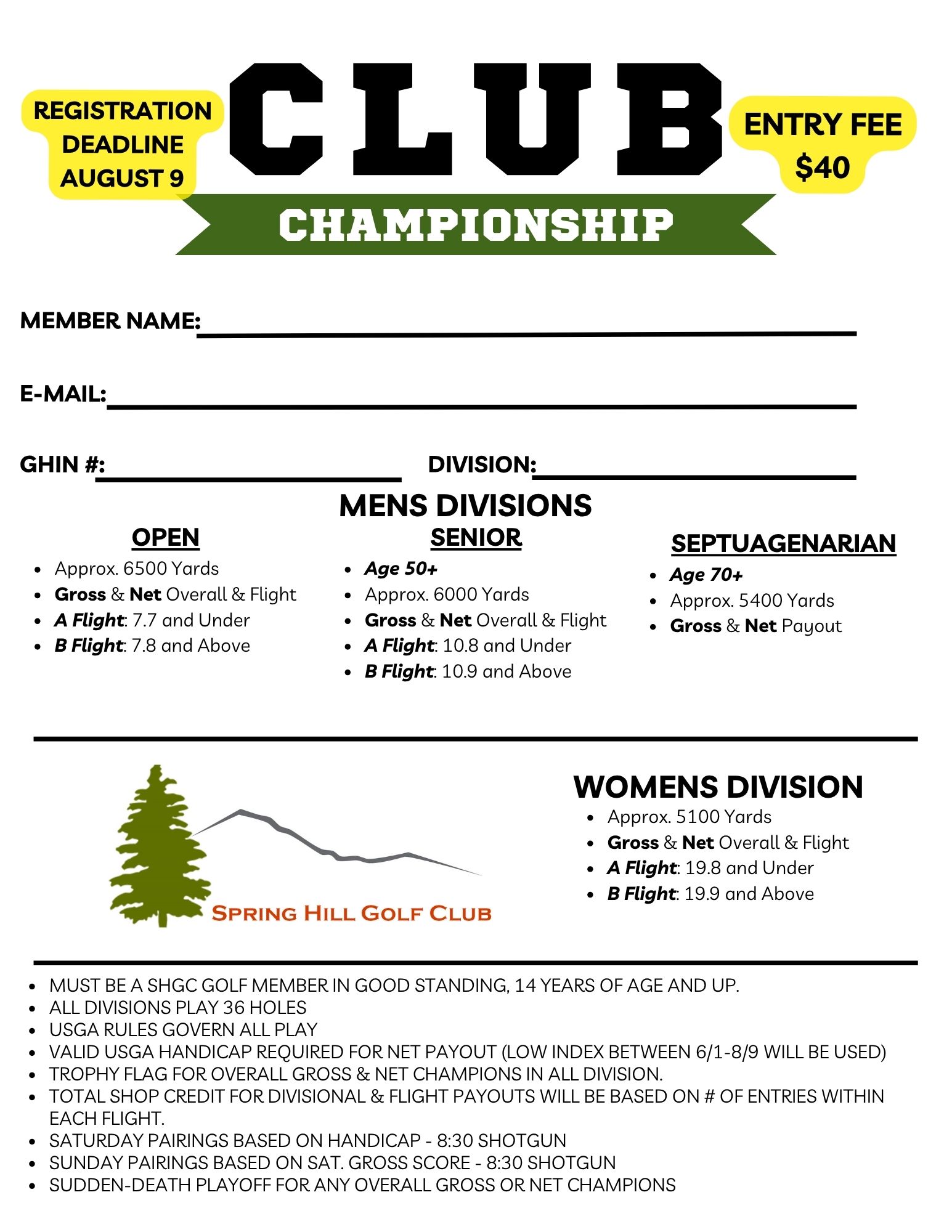 2025 Club Championship - Entry BACK